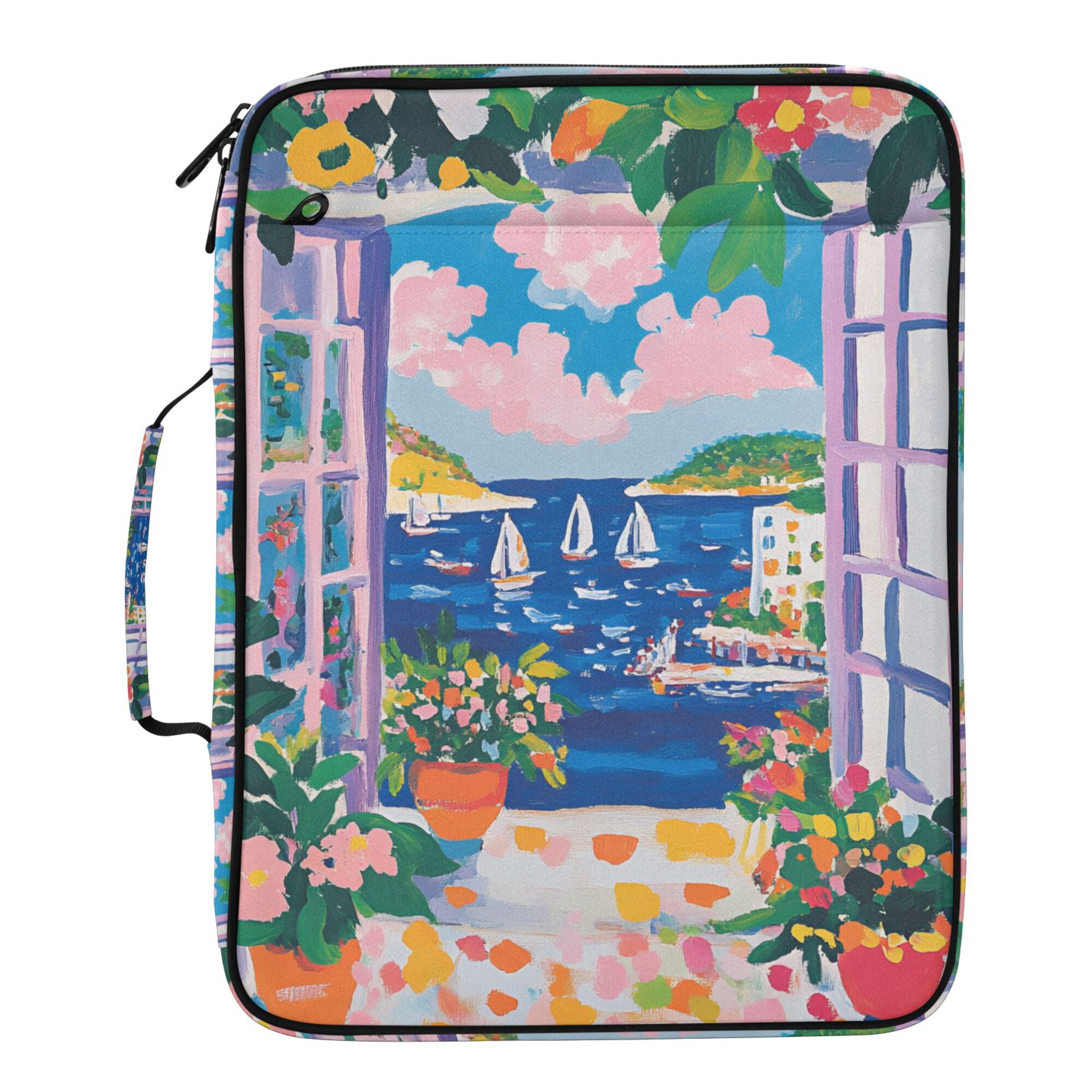 FORMRS Accordion File Folder A4 Size 7-Pocket Expanding Document Organizer Bag with 3 Ring Binder, Floral Window