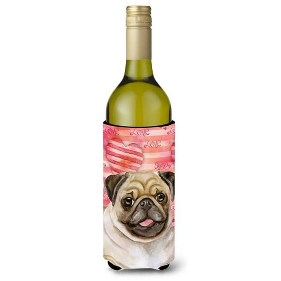 Fawn Pug Love Wine Bottle Beverge Insulator Hugger