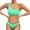 Green, variant on Women's Mesh Bikini Set Two Piece Ribbed Triangle Top Cheeky String Bathing Suit 2026 Trendy Summer Beach Style