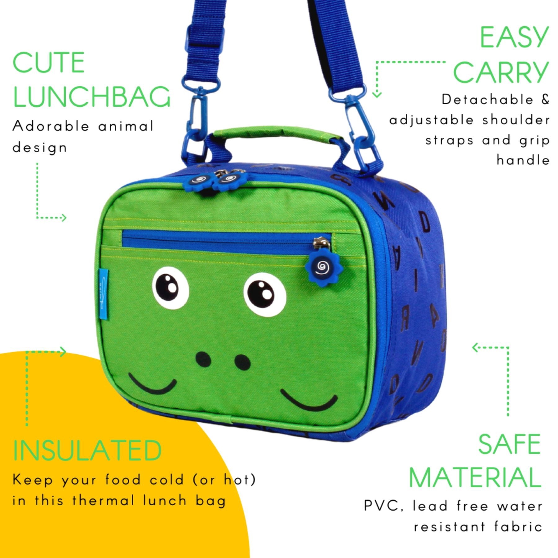 Twise Side-kick Insulated Lunch Bag for Preschool and Kindergarten, Dino