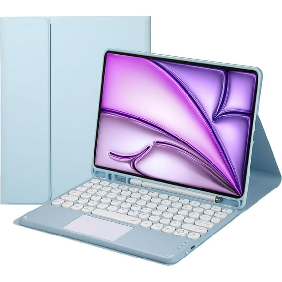 Touch Keyboard Case for iPad Air 13-inch (M3) 2025, (M2) 2024 with Pencil Holder - Magnetically Detachable Touch Bluetooth Keyboard