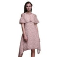 thumbnail image 1 of Bimba Robe Droite à Volants Imprimée Feuilles Roses pour Femmes Épaules Dénudées - TTTG, 1 of 6