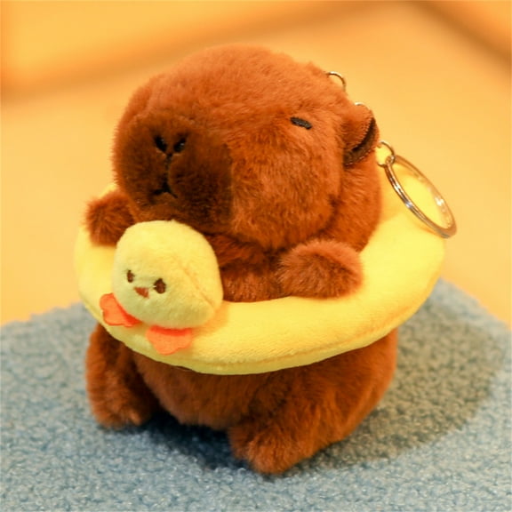 4.7" Capybara Plushies Toy - Wearing A Chick-Shaped Swimming Ring - Cuddly Soft Huggable Stuffed Animals Plush Pillows, Birthday Chirstmas Graduation Back to School Gifts for Women Teens & Fans