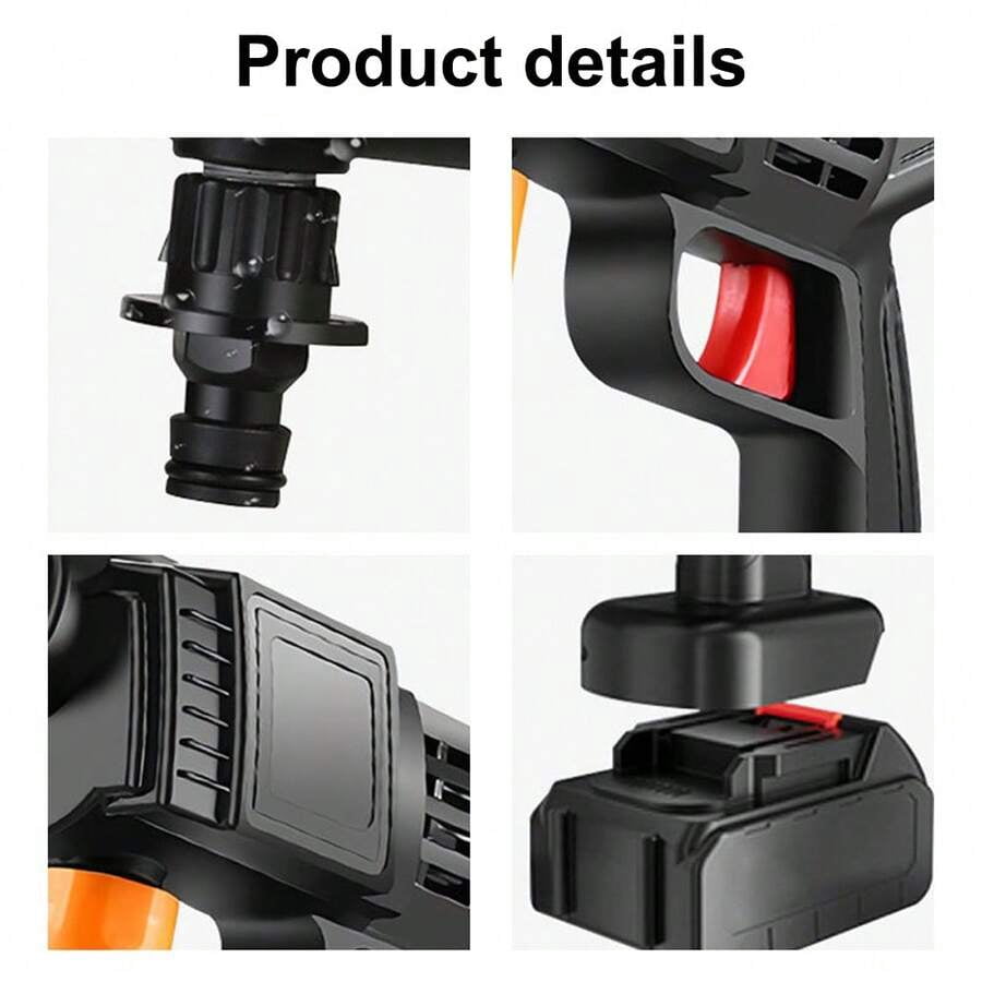 Cordless Pressure Washer, 6-In-1 Nozzle Portable Battery Powered Pressure Washer Handheld With 2 Rechargeable Battery Powered, Portable High Pressure Cordless Power Washer