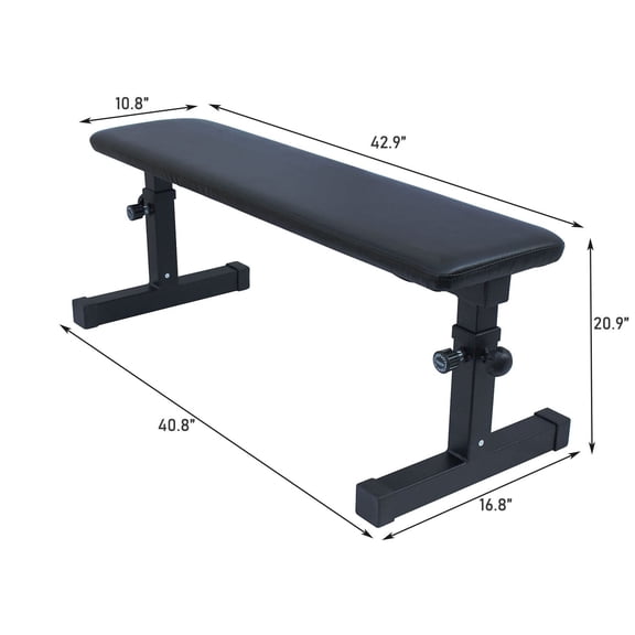 dokea Flat Weight Bench - Home Dumbbell Stool - 110cm x 45cm - Black