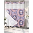 thumbnail image 4 of Pink Purple Geometric No Hook Shower Curtain Waterproof,Bathroom Curtains with Snap in Liners and See Through Top Window,Ethnic Indian Modern Abstract Art Hotel Bathtub Curtains Shower 72"Wx72"L, 4 of 8