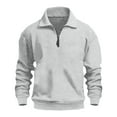thumbnail image 6 of Zimjoy Mens Quarter Zip Pullover Long Sleeve Mock Neck Gray Zip Up Hoodie Casual 1/4 Zip Pullover Mens Winter Lightweight Mens Shirts, Light Gray 2XL, 6 of 7