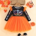 thumbnail image 2 of mgoYE Toddler Baby Girl Halloween Outfit Pumpkin Dress Long Sleeve Orange Tulle Tutu Skirt Cute Fall Halloween Clothes(Orange,12-18 Months), 2 of 5