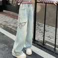 thumbnail image 4 of Coerni Baggy Cargo Pants for Kids Girls Wide Leg Jeans Y2k Hip Hop High Waisted Pants Casual Streetwear Loose Clothes, 4 of 9