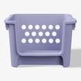 thumbnail image 5 of Mainstays Kids Large Purple Stackable Plastic Open-Front Toy Storage Basket with Handles, 5 of 7