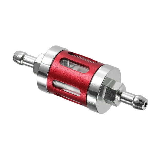 Filtros de combustible en línea universales para gasolina para motores pequeños, bicicleta, motocicleta tono rojo plateado