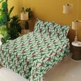 thumbnail image 2 of Ambesonne Bird Print Fitted & Flat Sheet with Shams 4 Pcs Set, Exotic Parrots Jungle, King, Fern Green and Dark Pink, 2 of 5