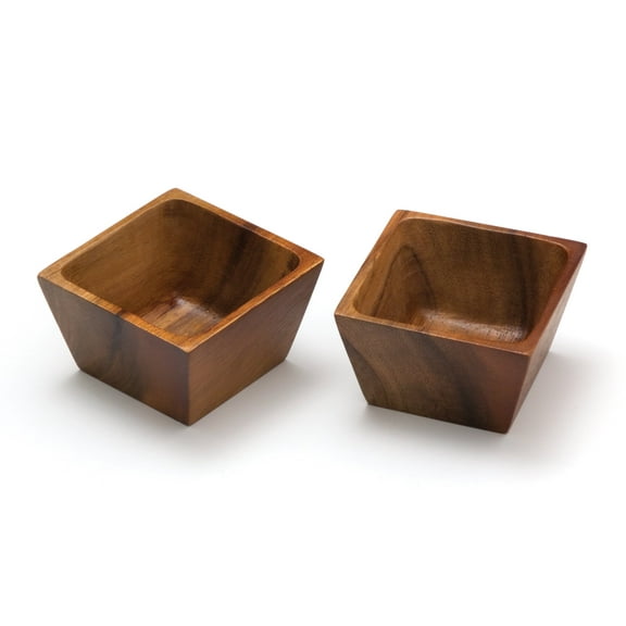 Lipper International 1100-2 Acacia Wood Square Salt Pinch or Serving Bowls, 3" x 3" x 2-1/2", Set of 2