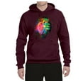 thumbnail image 2 of Lion Paint Art Splatter Abstract Art Animal Lover Unisex Graphic Hoodie Sweatshirt, Maroon, 3XL, 2 of 3