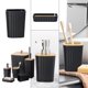 thumbnail image 4 of Set de accesorios de baño de 6 piezas | El juego de baño de plástico moderno incluye dispensador de jabón, soporte para cepillos de dientes, vaso, cubo de basura, cepillo de inodoro – blanco, gris, 4 of 6
