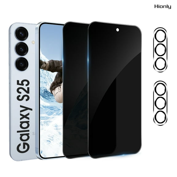 [2 2 Pack] Hionly Compatible with Samsung Galaxy S25 Privacy Screen Protector with Camera Lens Protector