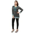 thumbnail image 3 of Maple Clothing Women's Short Kurti Kurta Printed Top India Tunic (Black/Turquoise, 4XL), 3 of 5
