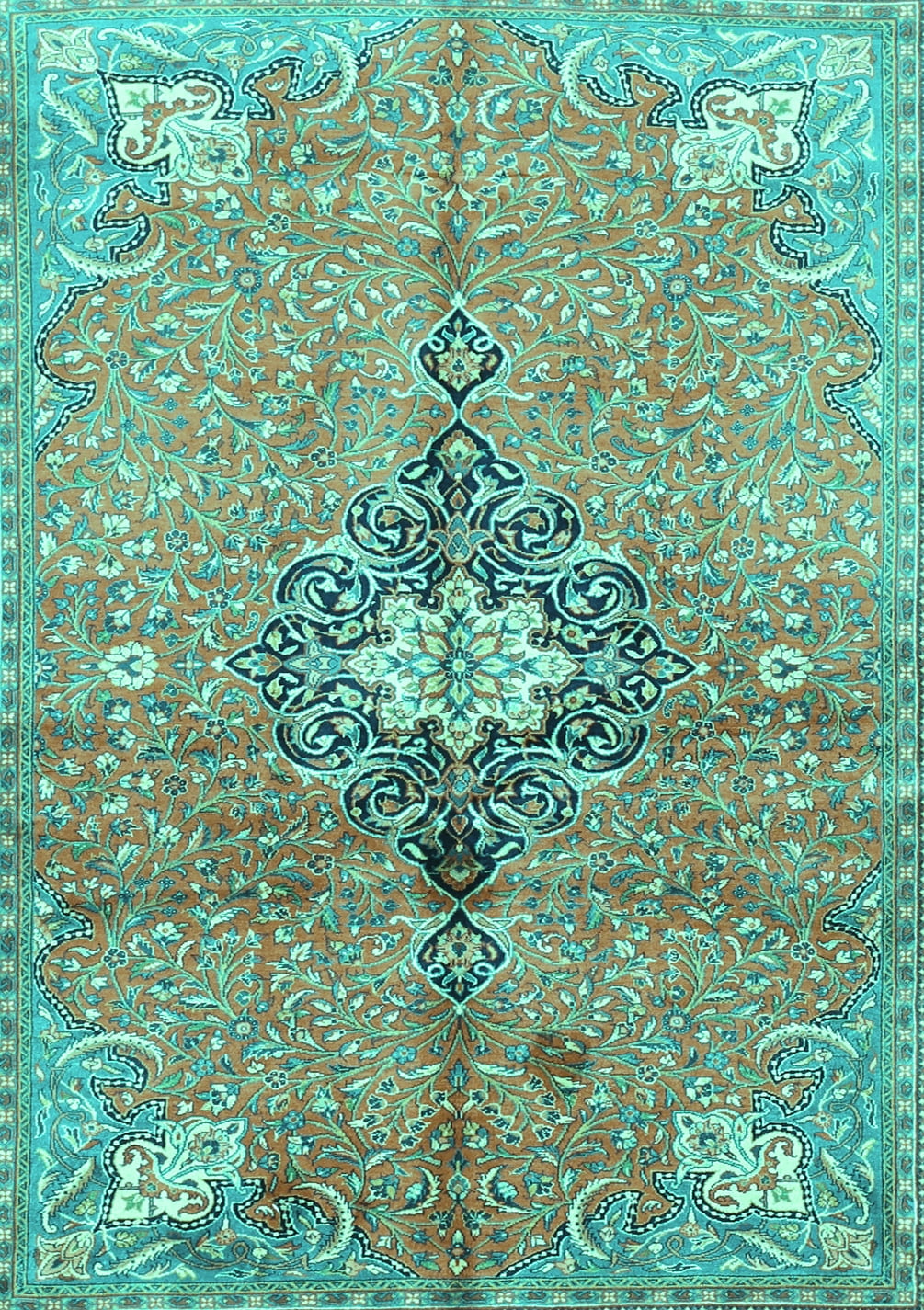 Ahgly Company Indoor Rectangle Persian Turquoise Blue Traditional Area ...