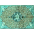 thumbnail image 1 of Ahgly Company Indoor Rectangle Persian Turquoise Blue Traditional Area Rugs, 8' x 12', 1 of 4
