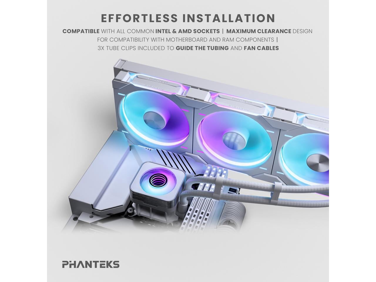 Phanteks Glacier One 420D30 X2 AIO Liquid CPU Cooler, Evolv X2 Aluminum Cap Design, 3x Performance D30-140 D-RGB Fans, for Intel LGA 1851, 1700, 1200, 115x and AMD AM4/AM5 sockets, White