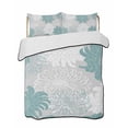thumbnail image 2 of Turquoise White Floral Twin XL Size Down Alternative Comforter,Lightweight Comforter Quilt Bedding Set with Pillow Shams Elegant Chrysanthemum Farmhouse All Seasons Bed Comforter Duvet Insert 68"x98", 2 of 7
