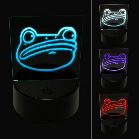 

Wary and Suspicious Frog Toad Head LED Night Light Sign 3D Illusion Desk Nightstand Lamp