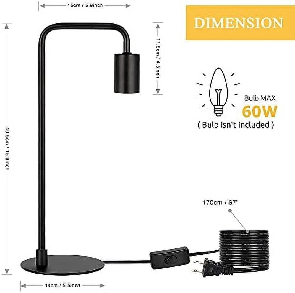 Oumilen Black Modern Table Lamp Industrial Bedside Lamps Set of 2