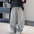 thumbnail image 2 of NOEGOEU Boys Baggy Sweatpants Wide Leg Casual Elastic Waist Drawstring Athletic Joggers Fall Pants 5-15 Y (Grey,5-6Years), 2 of 8