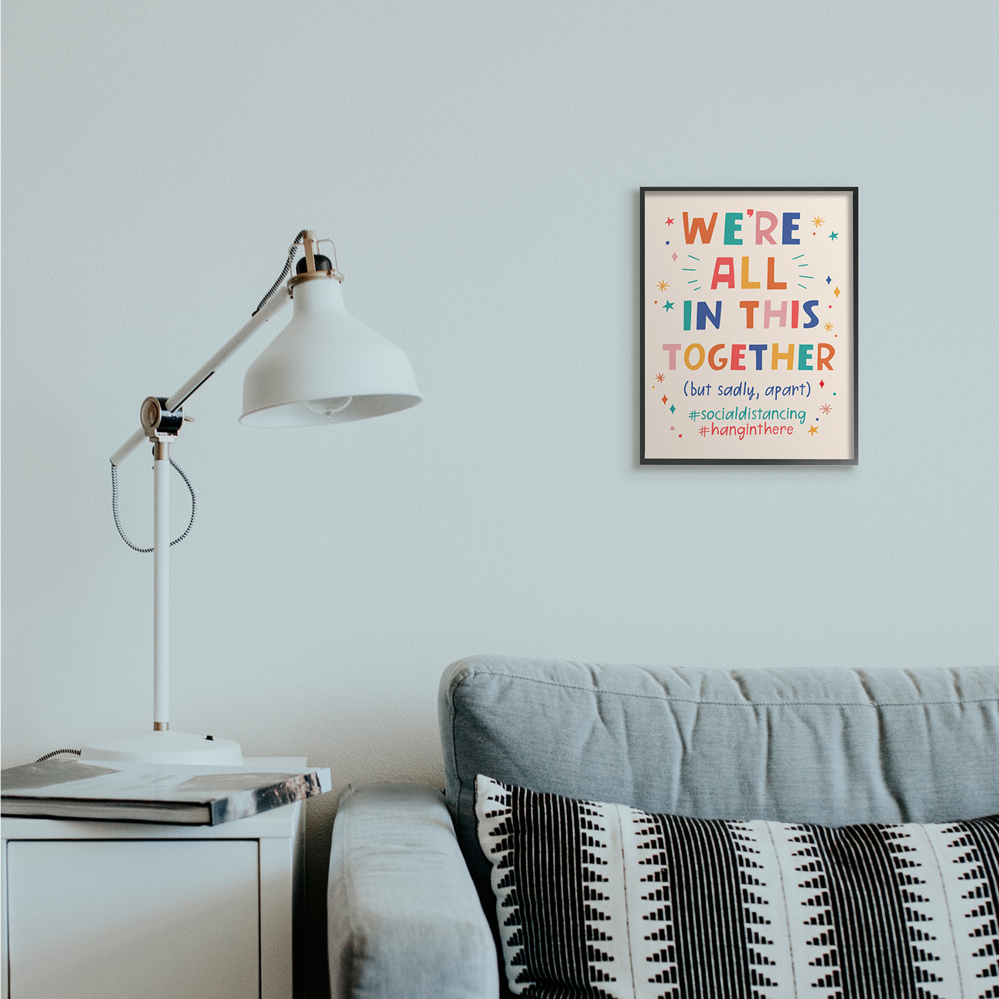 Stupell Industries All in Together But Apart Social Distancing Phrase Designed by Nina Seven