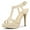 Beige, variant on BLISSFUL STEP Women T Strap Slingback Platform Stiletto Heel Sandals Burgundy 7