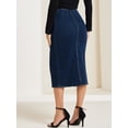 thumbnail image 3 of DARING DIVA Women's Denim Front Slit Zipper Bodycon Midi Jean Skirt XL Dark Blue, 3 of 6
