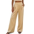 thumbnail image 3 of Oksale Womens Dress Pants for Work Business Casual Pants with Pockets Stretchy High Waisted Pleated Front Summer Pants Beige M, 3 of 9