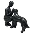 thumbnail image 4 of Adorno de estatua de humano con perro de 6,1 x 1,7 x 5,5 pulgadas, accesorios ligeros para mascotas Negro, 4 of 9