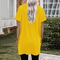 thumbnail image 4 of Summer Hoodies Short Sleeve Hoody Sweatshirt Long Tops to wear with Leggings Woman Casual July 4th Outfit (X-Large, Yellow), 4 of 5