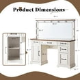 thumbnail image 5 of Merluxy Makeup Vanity with Mirror & Lights,Glass Top Vanity with 6 Drawers & Charging Station,White, 5 of 10