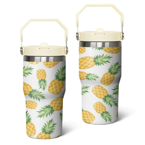 20 Oz Tumbler Pineapple Flat and Simple Tumbler with Lid and Straw, Birthday Gift Cup for Friend Women Men Coffee Travel Mug Thanksgiving Day Halloween Christmas Gift Water Bottle