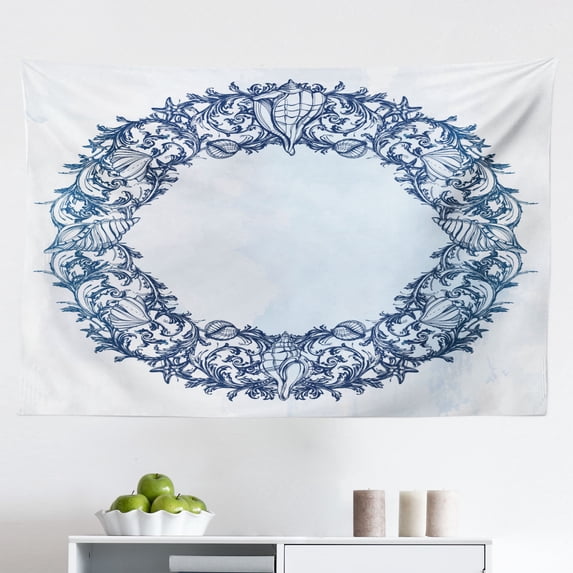 Occult Tapestry, Boho Elements with Feather and Rocky Mountain Arrow Design, Fabric Wall Hanging Decor for Bedroom Living Room Dorm, 2 Sizes, Sepia Blue, by Ambesonne