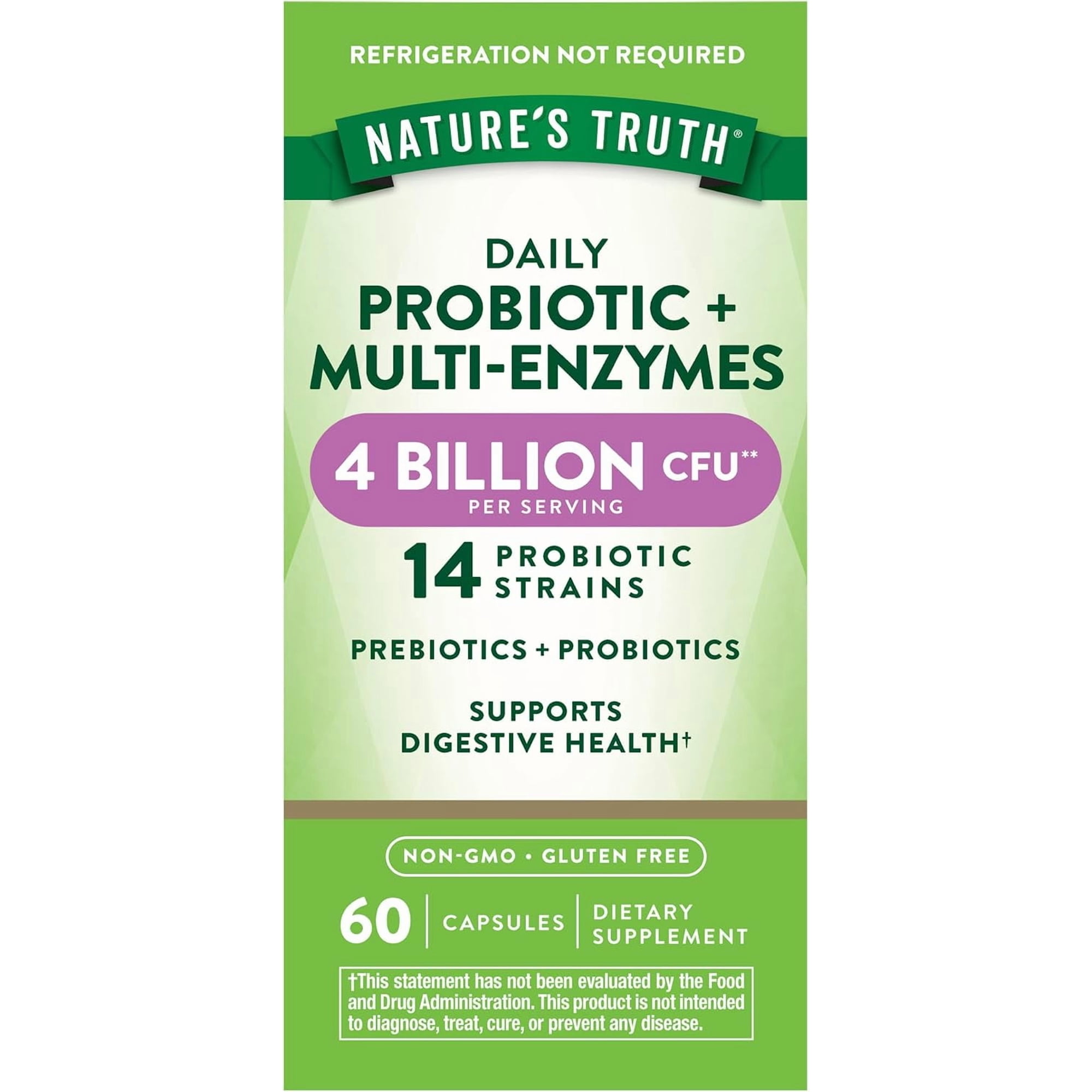 Probiotics with Enzymes | 60 Capsules | Stomach Friendly for Men and Women | by Natures Truth
