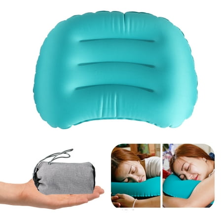 Compressible Travel Pillow Travel Air Pillow, Ultralight Inflating Camping Hiking Compressible Cushion , Compact, Inflatable, Ergonomic Pillow for Neck & Lumbar ()