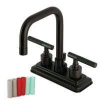 Kingston Brass KS6645CKL Double-Handle 3-Hole Deck Mount 4-Inch Centerset Bathroom Faucet with Brass Pop-Up in Oil Rubbed Bronze