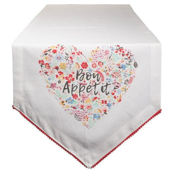Bon Apetit Sleur Heart Print Table Runner 14x72