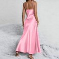 thumbnail image 3 of Womens Fashion Satin Spaghetti Strap Maxi Dress V Neck Sleeveless Side Slit Flowy Long Dresses Elegant Silky Cocktail Party Evening Gown for Summer, Size S-2XL, 3 of 3