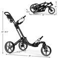 thumbnail image 2 of Gymax 3 Wheels Foldable Golf Push Pull Cart Trolley w/ Adjustable Handle Brake Grey, 2 of 10