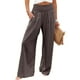 thumbnail image 1 of Pantalones Palazzo ANRABESS 2025 de lino para mujer, pernera ancha, color café, 1 of 8