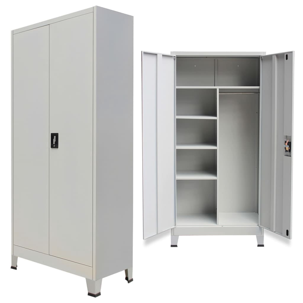 vidaXL Office Cabinet File Cabinet Filing Cabinet with 2 Doors Steel Gray