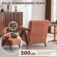 thumbnail image 6 of LEHZROAJ Modern Chenille Upholstered Accent Chair,Armchair Thick Backrest Solid Wood Frame for Living Room,Bedroom(Orange), 6 of 12