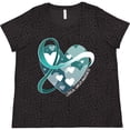 thumbnail image 3 of Inktastic Cervical Cancer Awareness Teal and White Ribbon Around Heart Women's Plus Size T-Shirt, 3 of 5