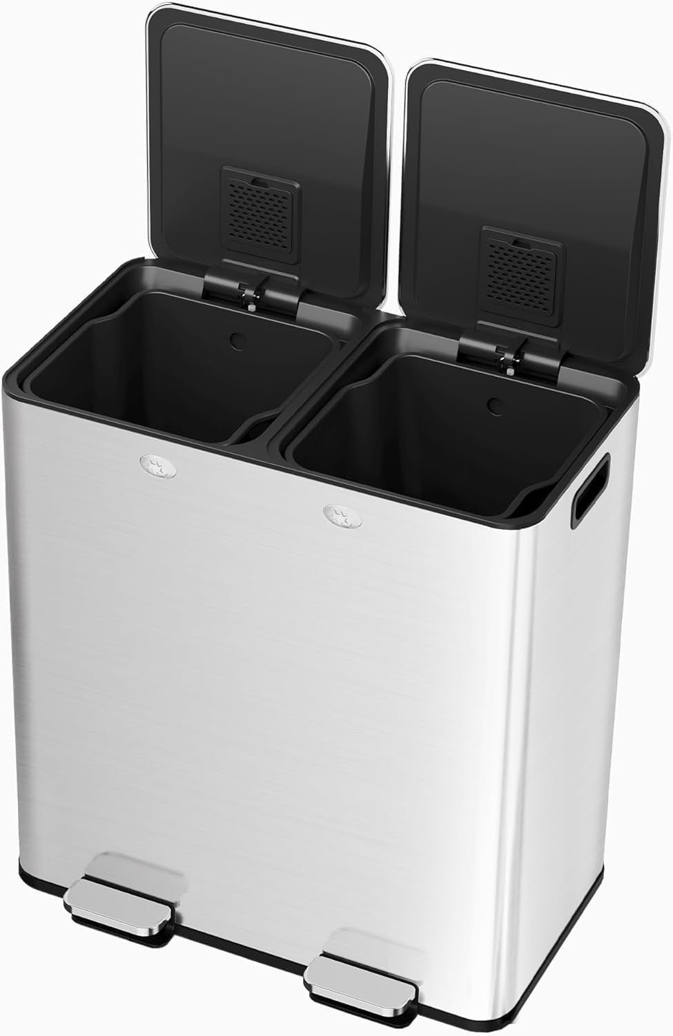 BENESKY 16 Gallon Stainless Steel Trash Can, 60L Dual