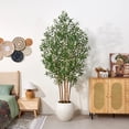 thumbnail image 2 of DR.Planzen 8ft Huge Artificial Olive Tree - Faux Olive Plant with Five Wood Trunk for Indoor & Outdoor Decor - Adjustable Branches - UV Resistant Realistic Olive Tree  in Large White Planter, 2 of 11