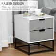 thumbnail image 4 of HOMCOM Bedside Table with 2 Drawer Storage Unit, Unique Shape Nightstand with Metal Base for Bedroom, 4 of 10